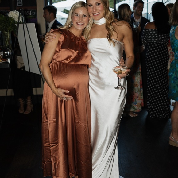 MISHA WHITE SILK STRAPLESS DRESS WITH NECK WRAP AROUND - Picture 3 of 4